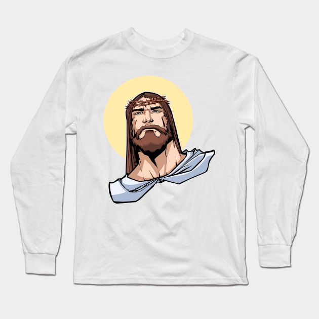 Jesus Portrait Long Sleeve T-Shirt by Malchev